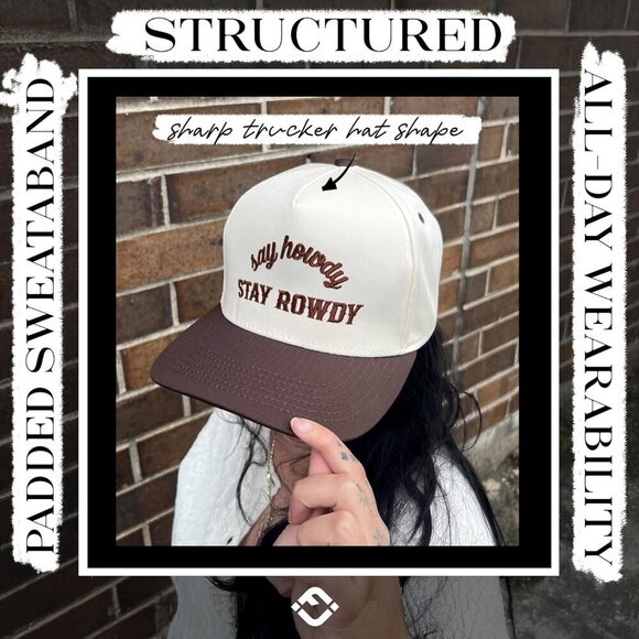 Vintage Canvas Snapback Hat Adjustable Two Tone Unisex Western Style Cap main image 5